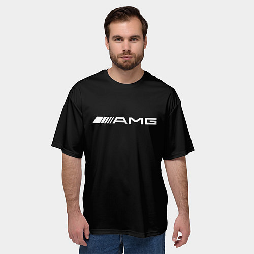 Мужская футболка оверсайз Amg logo white / 3D-принт – фото 3