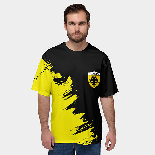 Мужская футболка оверсайз AEK sport color yellow / 3D-принт – фото 3