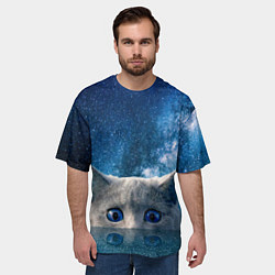 Футболка оверсайз мужская Космический кошак, цвет: 3D-принт — фото 2