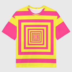 Мужская футболка оверсайз Желтые квадраты трансформация