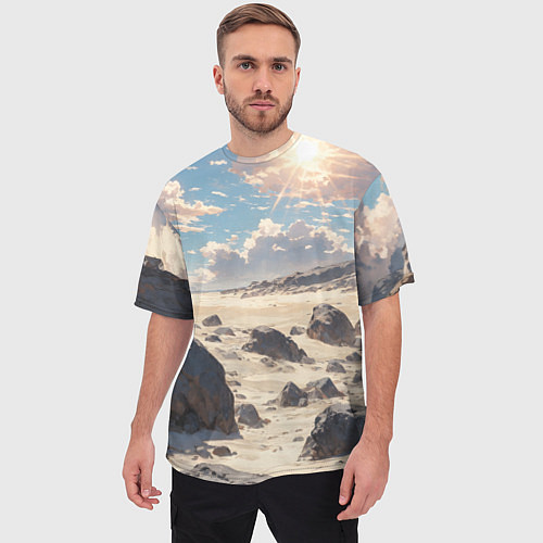 Мужская футболка оверсайз Аниме пляж / 3D-принт – фото 3