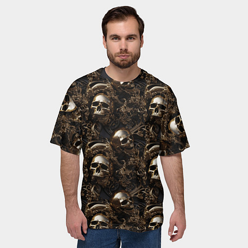 Мужская футболка оверсайз Черепа и узоры лакшери / 3D-принт – фото 3