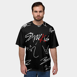 Футболка оверсайз мужская Stray kids автографы лого, цвет: 3D-принт — фото 2