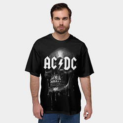 Футболка оверсайз мужская AC DC - большой череп с подтеками, цвет: 3D-принт — фото 2