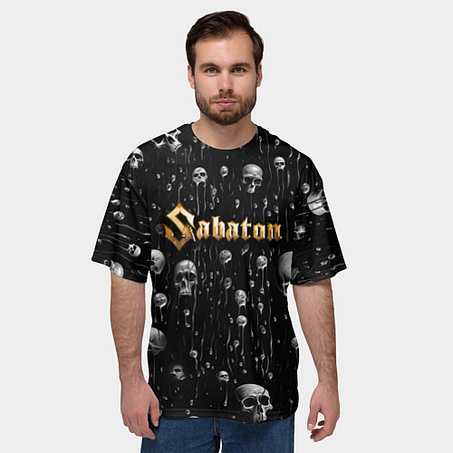 Мужская футболка оверсайз Sabaton - rock / 3D-принт – фото 3