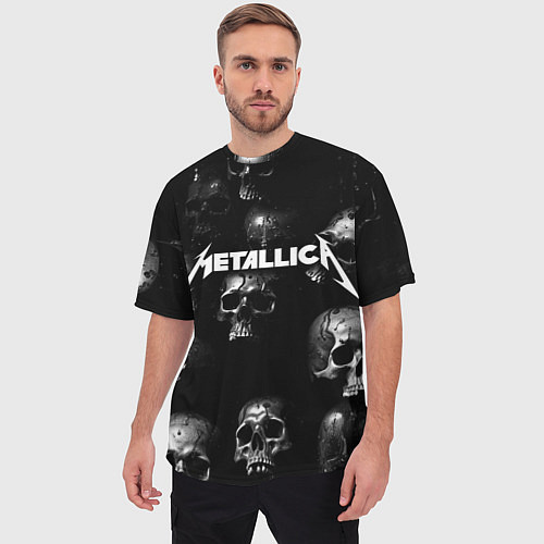 Мужская футболка оверсайз Metallica - logo rock group / 3D-принт – фото 3