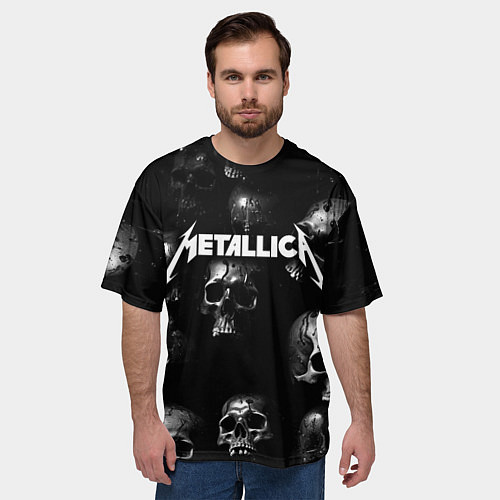 Мужская футболка оверсайз Metallica - logo rock group / 3D-принт – фото 3