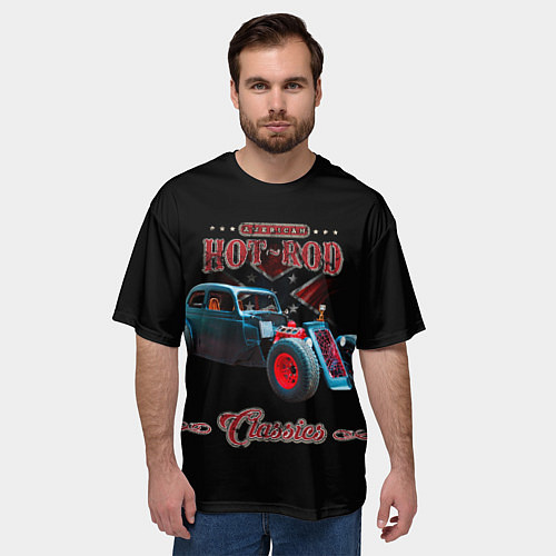 Мужская футболка оверсайз Кастомный хотрод / 3D-принт – фото 3