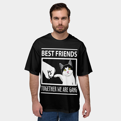 Мужская футболка оверсайз Лучшие друзья человек икот / 3D-принт – фото 3
