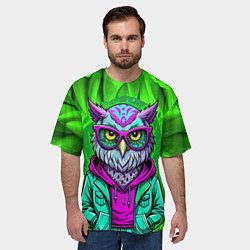 Футболка оверсайз мужская Сова модница на стиле, цвет: 3D-принт — фото 2