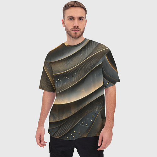 Мужская футболка оверсайз Лакшери текстура с узорами / 3D-принт – фото 3