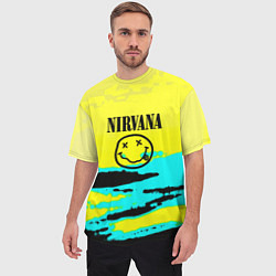 Футболка оверсайз мужская Nirvana краски кислотные, цвет: 3D-принт — фото 2