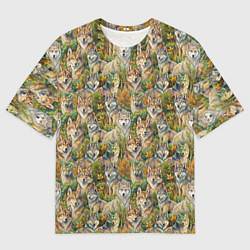 Футболка оверсайз мужская Паттерн волчьих морд, цвет: 3D-принт