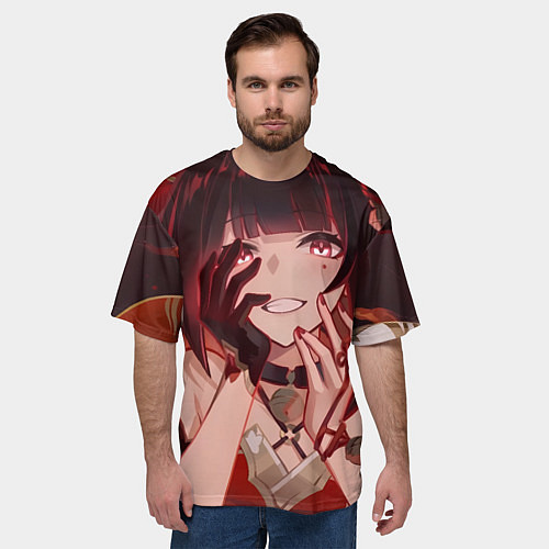 Мужская футболка оверсайз Honkai Star Rail Sparkle smile / 3D-принт – фото 3