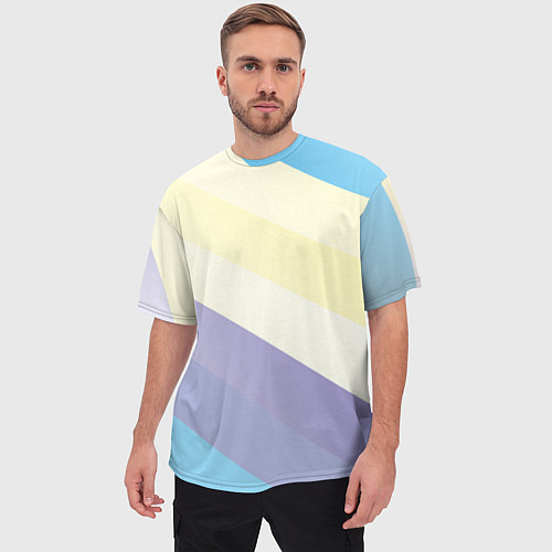 Мужская футболка оверсайз Паттерн цветные волны - color waves / 3D-принт – фото 3