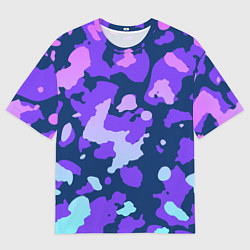 Мужская футболка оверсайз Паттерн с розовыми фиолетовыми и голубыми пятнами