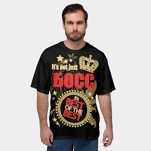 Мужская футболка оверсайз Босс - лучший из лучших / 3D-принт – фото 3