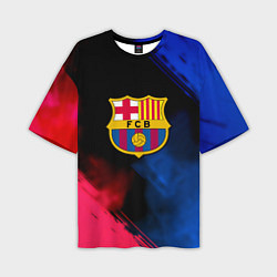 Футболка оверсайз мужская Barcelona fc club gradient smoke, цвет: 3D-принт