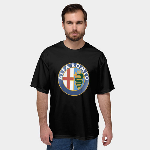 Мужская футболка оверсайз Alfa romeo авто / 3D-принт – фото 3