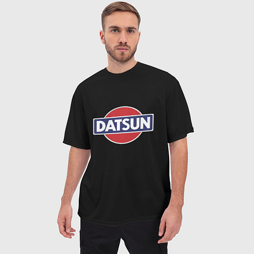 Мужская футболка оверсайз Datsun logo / 3D-принт – фото 3
