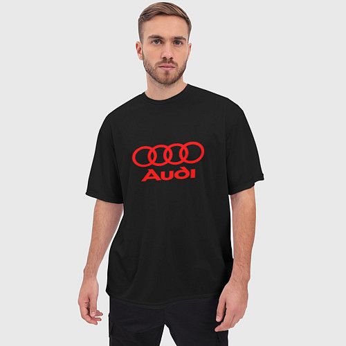 Мужская футболка оверсайз Audi red logo / 3D-принт – фото 3