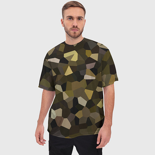 Мужская футболка оверсайз Мозаика оливковых оттенков / 3D-принт – фото 3