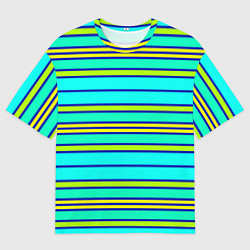 Футболка оверсайз мужская Горизонтальные неоновые линии, цвет: 3D-принт