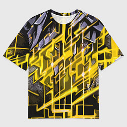Мужская футболка оверсайз Yellow and white abstraction