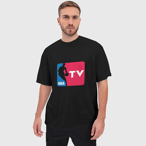 Мужская футболка оверсайз NBA tv logo / 3D-принт – фото 3