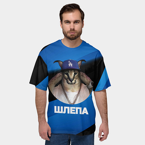Мужская футболка оверсайз Шлепа в бейсболке / 3D-принт – фото 3