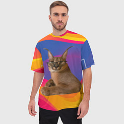 Футболка оверсайз мужская Мем кот Шлепа, цвет: 3D-принт — фото 2