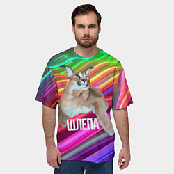 Футболка оверсайз мужская Мем кот Шлепа, цвет: 3D-принт — фото 2