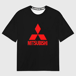 Футболка оверсайз мужская Mitsubishi red logo, цвет: 3D-принт
