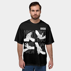 Футболка оверсайз мужская Айкидо - техника захвата кисти руки, цвет: 3D-принт — фото 2
