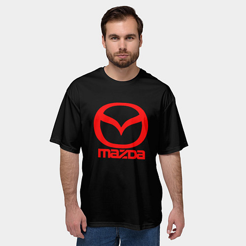 Мужская футболка оверсайз Mazda red logo / 3D-принт – фото 3