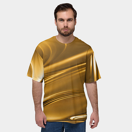 Мужская футболка оверсайз Золотой сплав абстрактная текстура / 3D-принт – фото 3