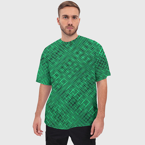 Мужская футболка оверсайз Насыщенный зелёный текстурированный / 3D-принт – фото 3
