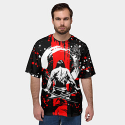 Футболка оверсайз мужская Самурай с двумя мечами, цвет: 3D-принт — фото 2
