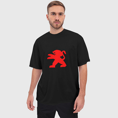 Мужская футболка оверсайз Peugeot red logo / 3D-принт – фото 3