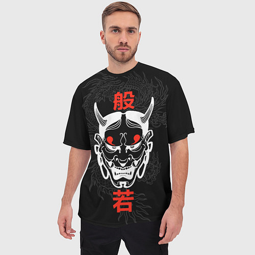Мужская футболка оверсайз Японский демон Хання / 3D-принт – фото 3