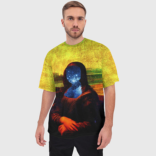 Мужская футболка оверсайз Космическая джаконда / 3D-принт – фото 3