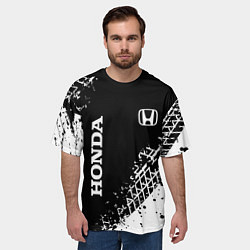 Футболка оверсайз мужская Хонда: следы от шин, цвет: 3D-принт — фото 2