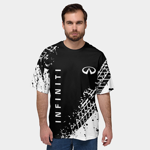 Мужская футболка оверсайз Инфинити: следы от шин / 3D-принт – фото 3