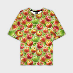 Футболка оверсайз мужская Натуральные яблоки паттерн, цвет: 3D-принт