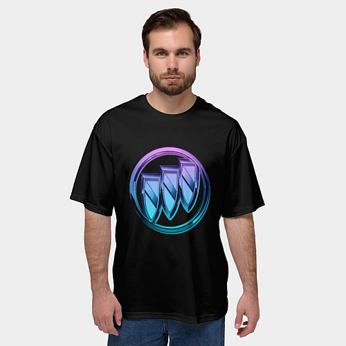 Мужская футболка оверсайз Buick logo neon / 3D-принт – фото 3