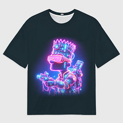 Футболка оверсайз мужская Неоновый Барт Симпсон - киберпанк фантазия, цвет: 3D-принт
