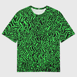 Футболка оверсайз мужская Чёрно-зелёный абстрактный узор, цвет: 3D-принт