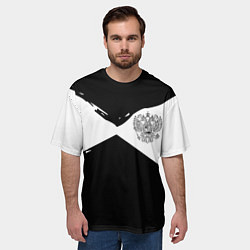 Футболка оверсайз мужская Герб рф абстрактные краски, цвет: 3D-принт — фото 2