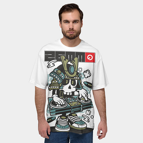 Мужская футболка оверсайз Dj самурай / 3D-принт – фото 3