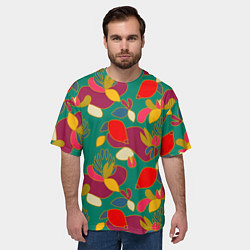 Футболка оверсайз мужская Ягодно-цветочная абстракция, цвет: 3D-принт — фото 2